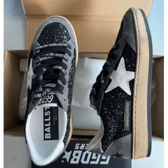 Golden Goose Ball Star Sneakers Black Glitter Suede GGBSSBGS1020 Golden Goose Ball Star Sneakers Black Glitter Suede GGBSSBGS1020