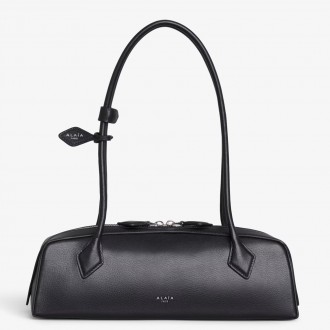 Alaia Le Teckel Medium Shoulder Bag in Black Goatskin