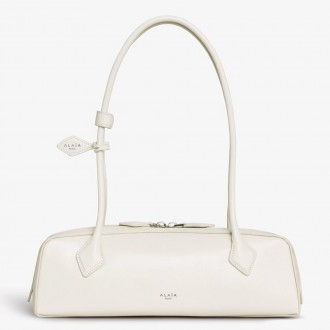 Alaia Le Teckel Medium Shoulder Bag in White Goatskin