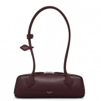 Alaia Le Teckel Small Shoulder Bag in Burgundy Goatskin