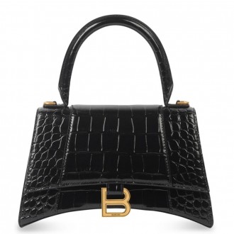 Balenciaga Hourglass Small Bag in Black Crocodile Embossed Calfskin Balenciaga Hourglass Small Bag in Black Crocodile Embossed Calfskin