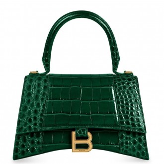 Balenciaga Hourglass Small Bag in Green Crocodile Embossed Calfskin Balenciaga Hourglass Small Bag in Green Crocodile Embossed Calfskin