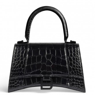Balenciaga Hourglass Small Bag in Noir Crocodile Embossed Calfskin Balenciaga Hourglass Small Bag in Noir Crocodile Embossed Calfskin
