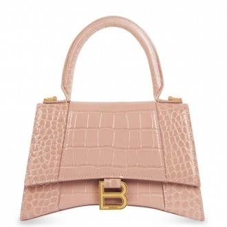 Balenciaga Hourglass Small Bag in Nude Crocodile Embossed Calfskin Balenciaga Hourglass Small Bag in Nude Crocodile Embossed Calfskin