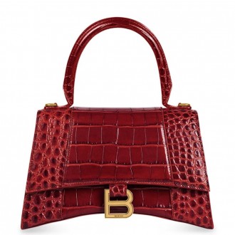 Balenciaga Hourglass Small Bag in Red Crocodile Embossed Calfskin Balenciaga Hourglass Small Bag in Red Crocodile Embossed Calfskin