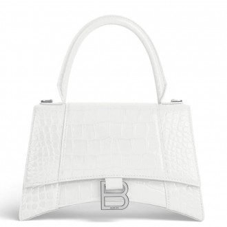 Balenciaga Hourglass Small Bag in White Crocodile Embossed Calfskin Balenciaga Hourglass Small Bag in White Crocodile Embossed Calfskin