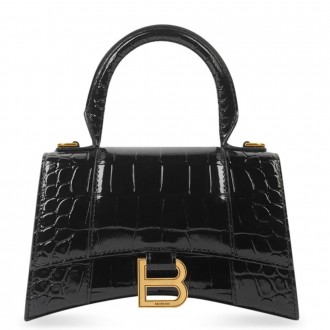 Balenciaga Hourglass XS Bag in Black Crocodile Embossed Calfskin Balenciaga Hourglass XS Bag in Black Crocodile Embossed Calfskin