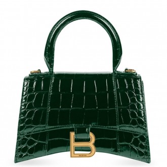 Balenciaga Hourglass XS Bag in Green Crocodile Embossed Calfskin Balenciaga Hourglass XS Bag in Green Crocodile Embossed Calfskin