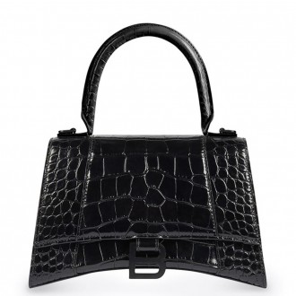 Balenciaga Hourglass XS Bag in Noir Crocodile Embossed Calfskin Balenciaga Hourglass XS Bag in Noir Crocodile Embossed Calfskin