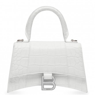 Balenciaga Hourglass XS Bag in White Crocodile Embossed Calfskin Balenciaga Hourglass XS Bag in White Crocodile Embossed Calfskin