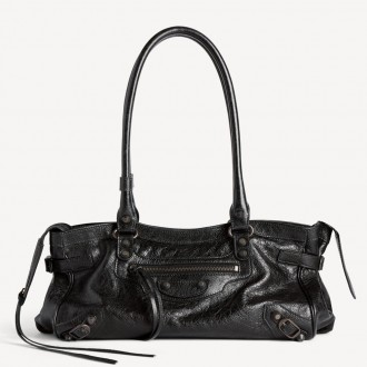 Balenciaga Le City East-West Bag in Black Arena Lambskin Balenciaga Le City East-West Bag in Black Arena Lambskin