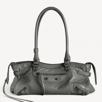 Balenciaga Le City East-West Bag in Grey Arena Lambskin Balenciaga Le City East-West Bag in Grey Arena Lambskin