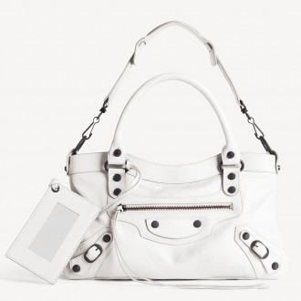Balenciaga Le City First Bag in White Arena Lambskin Balenciaga Le City First Bag in White Arena Lambskin