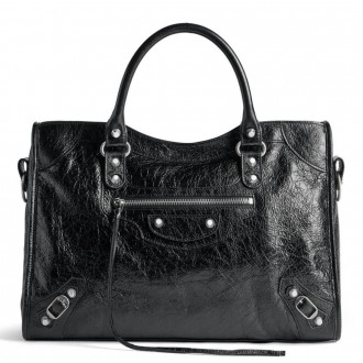 Balenciaga Le City Medium Bag in Black Arena Lambskin Balenciaga Le City Medium Bag in Black Arena Lambskin