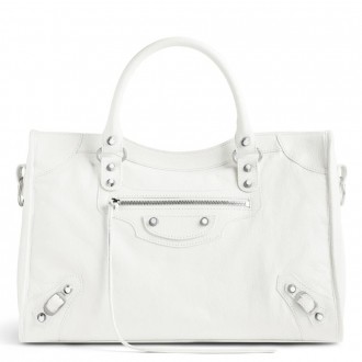 Balenciaga Le City Medium Bag in White Arena Lambskin Balenciaga Le City Medium Bag in White Arena Lambskin