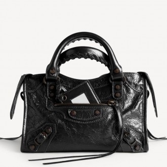 Balenciaga Le City Mini Bag in Black Arena Lambskin Balenciaga Le City Mini Bag in Black Arena Lambskin