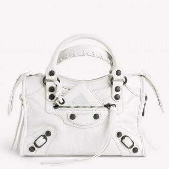 Balenciaga Le City Mini Bag in White Arena Lambskin Balenciaga Le City Mini Bag in White Arena Lambskin