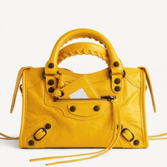 Balenciaga Le City Mini Bag in Yellow Arena Lambskin Balenciaga Le City Mini Bag in Yellow Arena Lambskin