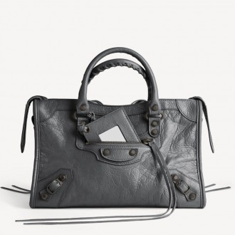 Balenciaga Le City Small Bag in Dark Grey Arena Lambskin Balenciaga Le City Small Bag in Dark Grey Arena Lambskin