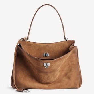 Balenciaga Rodeo Medium Bag in Brown Suede Calfskin