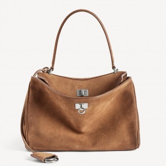 Balenciaga Rodeo Small Bag in Brown Suede Calfskin