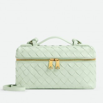 Bottega Veneta Bang Bang Vanity Case in Mint Intrecciato Leather
