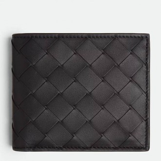 Bottega Veneta Bi-fold Coin Purse Wallet in Black Intrecciato Calfskin Bottega Veneta Bi-fold Coin Purse Wallet in Black Intrecciato Calfskin