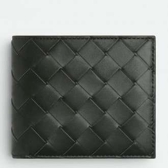 Bottega Veneta Bi-fold Coin Purse Wallet in Dard Green Intrecciato Calfskin Bottega Veneta Bi-fold Coin Purse Wallet in Dard Green Intrecciato Calfskin