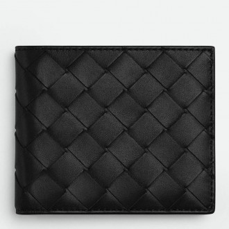 Bottega Veneta Bi-fold Wallet in Black Intrecciato Calfskin Bottega Veneta Bi-fold Wallet in Black Intrecciato Calfskin