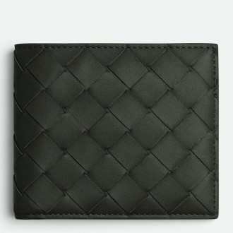Bottega Veneta Bi-fold Wallet in Dark Green Intrecciato Calfskin Bottega Veneta Bi-fold Wallet in Dark Green Intrecciato Calfskin