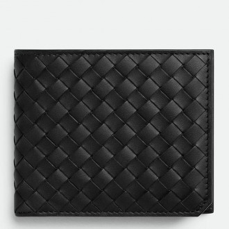 Bottega Veneta Bi-fold Wallet with Coin Purse in Black Intrecciato Calfskin Bottega Veneta Bi-fold Wallet with Coin Purse in Black Intrecciato Calfskin