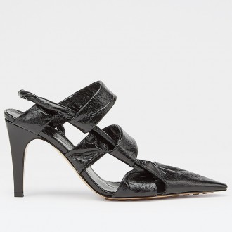 Bottega Veneta BV Point Slingback Sandals In Black Lambskin Bottega Veneta BV Point Slingback Sandals In Black Lambskin