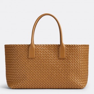 Bottega Veneta Cabat Medium Bag In Caramel Intrecciato Lambskin Bottega Veneta Cabat Medium Bag In Caramel Intrecciato Lambskin