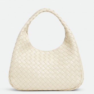 Bottega Veneta Campana Medium Bag in Sea Salt Intrecciato Lambskin Bottega Veneta Campana Medium Bag in Sea Salt Intrecciato Lambskin
