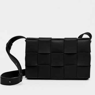 Bottega Veneta Cassett Bag In Black Intrecciato Lambskin Bottega Veneta Cassett Bag In Black Intrecciato Lambskin