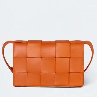 Bottega Veneta Cassett Bag In Orange Intrecciato Lambskin Bottega Veneta Cassett Bag In Orange Intrecciato Lambskin