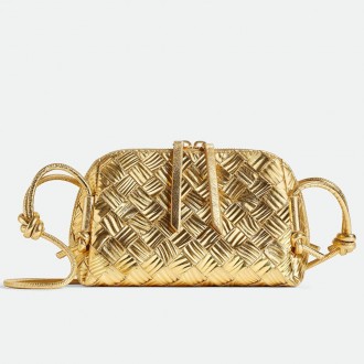 Bottega Veneta Concert Pouch in Gold Intrecciato Lambskin Bottega Veneta Concert Pouch in Gold Intrecciato Lambskin