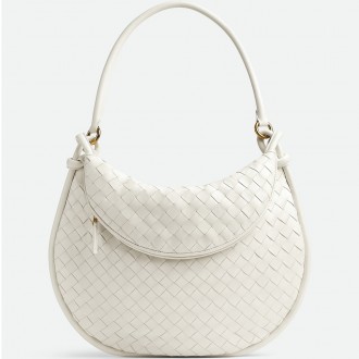 Bottega Veneta Gemelli Large Bag in White Intrecciato Lambskin Bottega Veneta Gemelli Large Bag in White Intrecciato Lambskin