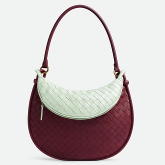 Bottega Veneta Gemelli Medium Bag in Barolo/Glacier Intrecciato Lambskin Bottega Veneta Gemelli Medium Bag in Barolo/Glacier Intrecciato Lambskin