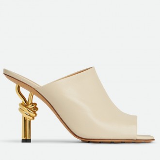 Bottega Veneta Knot Mules 90mm In White Lambskin