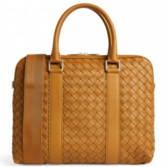 Bottega Veneta Large Briefcase In Brown Intrecciato Calfskin Bottega Veneta Large Briefcase In Brown Intrecciato Calfskin