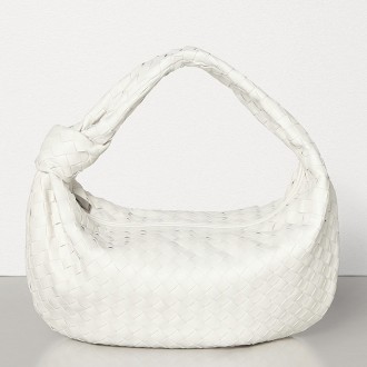 Bottega Veneta Large BV Jodie Bag In White Woven Leather Bottega Veneta Large BV Jodie Bag In White Woven Leather