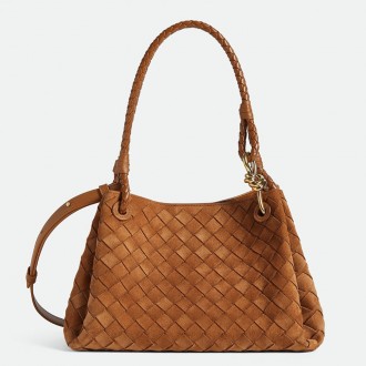 Bottega Veneta Parachute Medium Bag in Brown Suede Calfskin