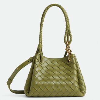 Bottega Veneta Parachute Small Bag in Matcha Intrecciato Lambskin