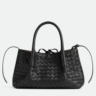 Bottega Veneta Pinacoteca Small Bag in Black Intrecciato Calfskin