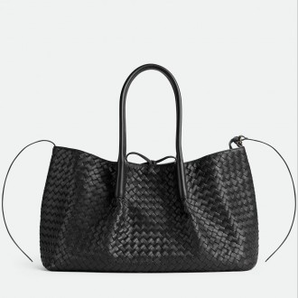 Bottega Veneta Pinacoteca Small Bag in Black Intrecciato Calfskin