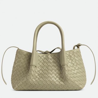 Bottega Veneta Pinacoteca Small Bag in Travertine Intrecciato Calfskin