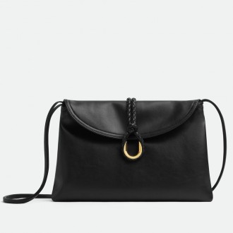Bottega Veneta Small Liberta Bag in Black Calfskin