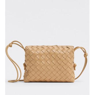 Bottega Veneta Small Loop Bag In Beige Intrecciato Lambskin