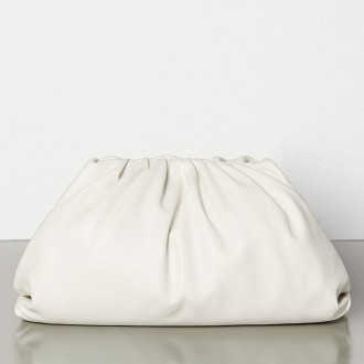 Bottega Veneta The Pouch Clutch In White Calfskin Bottega Veneta The Pouch Clutch In White Calfskin